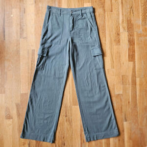 Indigo Rising Pants Womens 5/27 Green Wide Leg Sailor High Rise Cargo Pocket Y2K